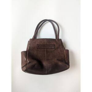 Fossil Classic Satchel Handbag Mini Purse Brown Leather Key 90s
